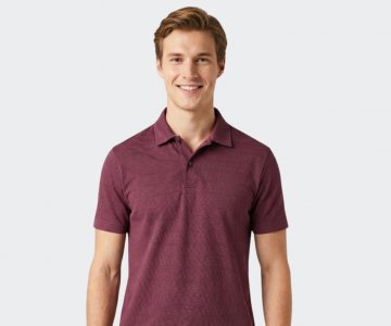 Akdeniz Kendinden Çizgi Desenli Polo Yaka T-shirt